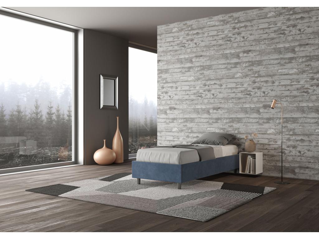 Dekonao 80x190cm Upholstered Bed Frame (Slatted Base Not Included) - Blue Microfiber QMDA15647