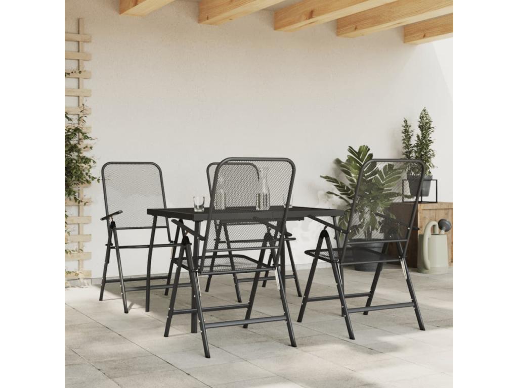 Nobellea CORN08643 5-piece anthracite metal garden dining set