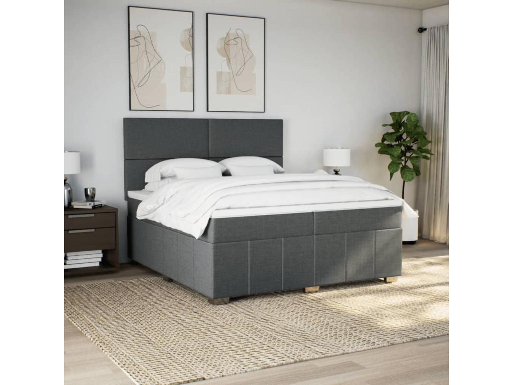 Nobellea bed base with mattress, Dark Grey, 200x200cm, Fabric YLGE03897