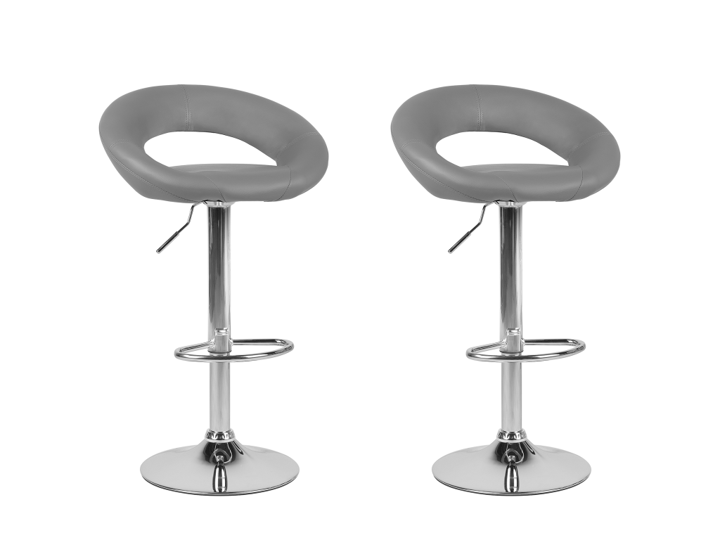 Set of 2 Dekonao bar stools in Grey PU Leather AHKE46449