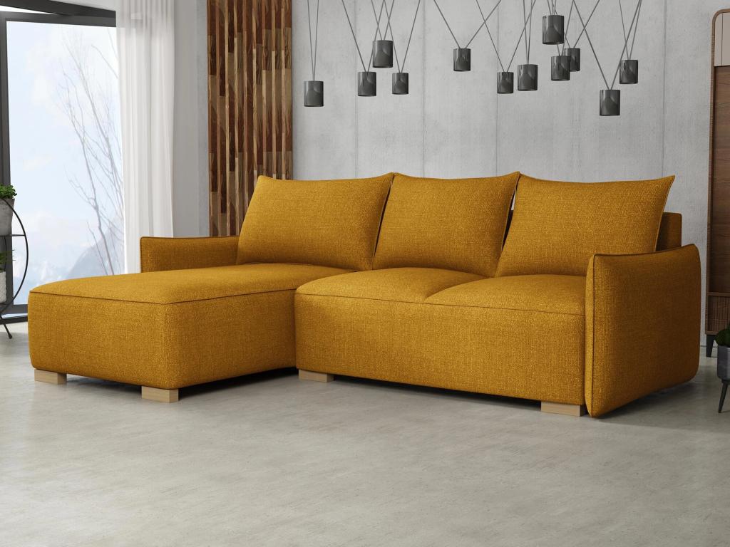 Dekonao 226 Yellow Corner Sofa with Sleeping Function and Bedding Box, 240x155x87cm YTUJ30316