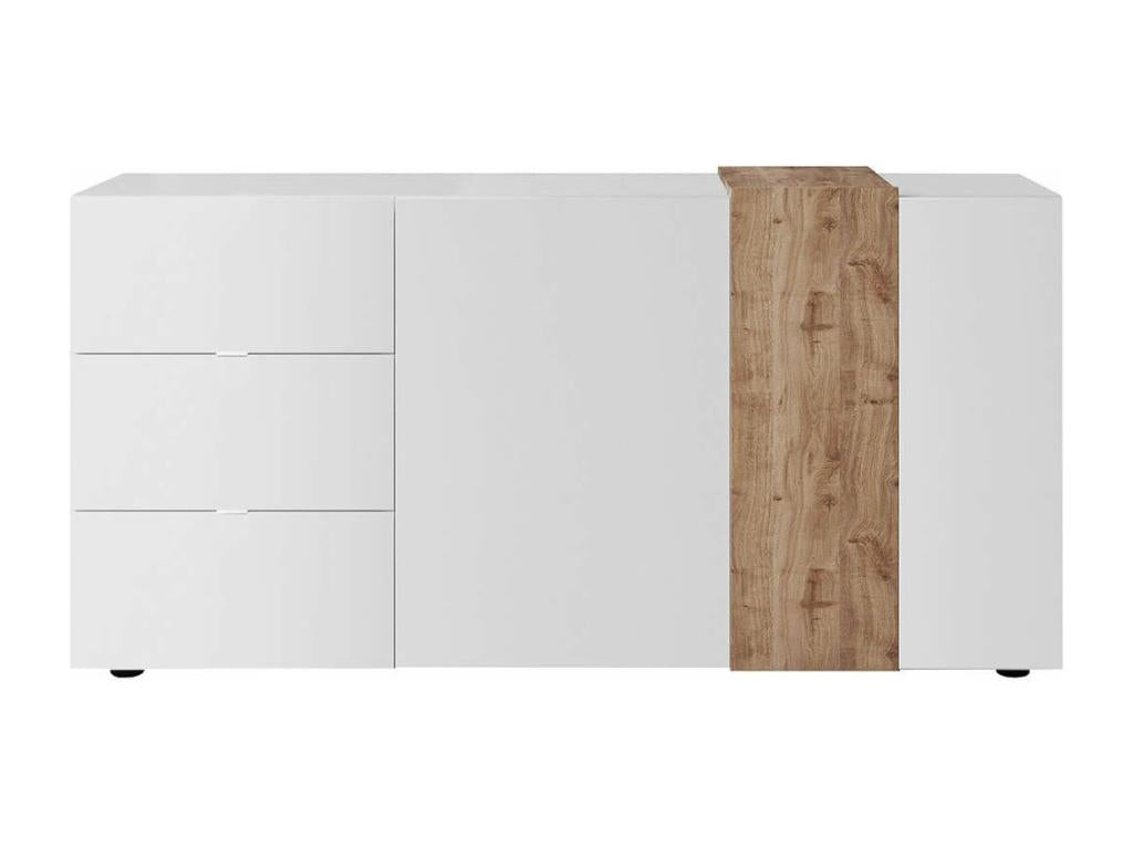 Nobellea WHITE - 2-Door, 3-Drawer Buffet, White Lacquered and Wood-Effect Finish, Nobellea GECA79976