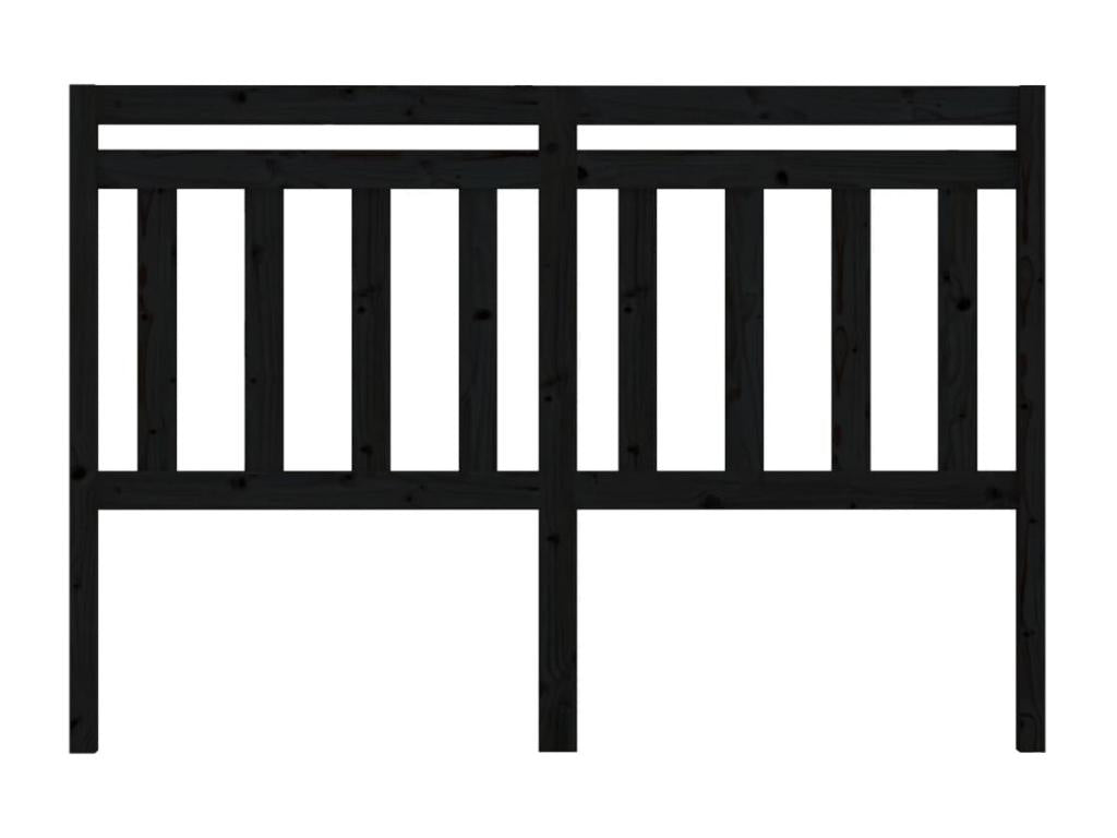 Black Headboard 146x4x100 cm Solid Pine Wood SFCR39173