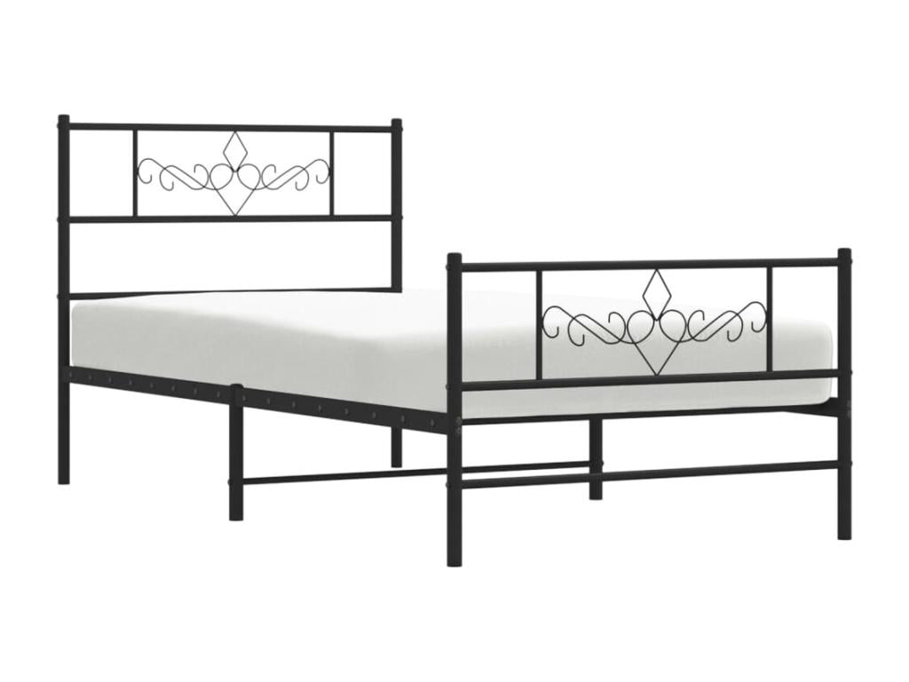 Metal bed frame with headboard/footboard, black, 80x200 cm FWAK61206