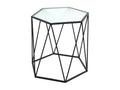 Side table/coffee table in tempered glass with black metal legs - length 46 x depth 40 x height 46 cm PFML07049