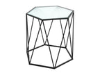 Side table/coffee table in tempered glass with black metal legs - length 46 x depth 40 x height 46 cm PFML07049