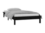 LED bed frame without mattress, black, 75x190 cm, solid wood, LJUN22737