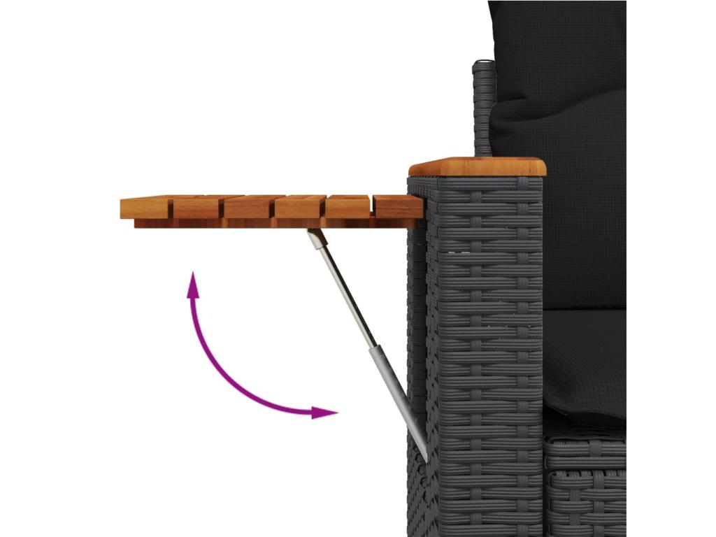 10-piece garden furniture set with cushions, black woven resin CSCJ53123