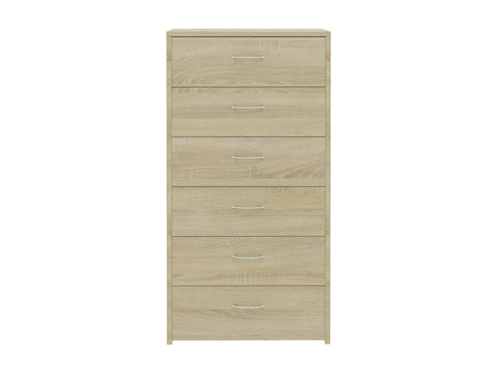 Buffet with 6 drawers, Nobellea Oak, 50x34x96cm, Engineered Wood, VQMU85690