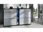 Black and concrete shoe cabinet, 155.5 x 95 x 28 cm, blue LED, GGRF84846