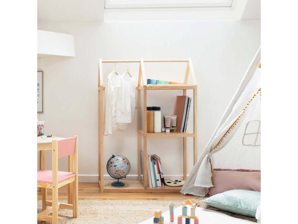 Children's brown wooden coat rack 115x82x33cm ICUG49212