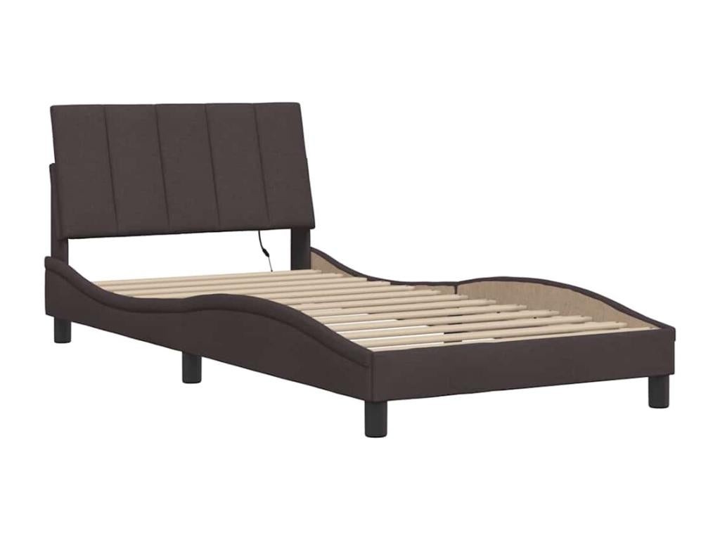 Dark brown bed frame without mattress, 100x200 cm, fabric OPMG09308
