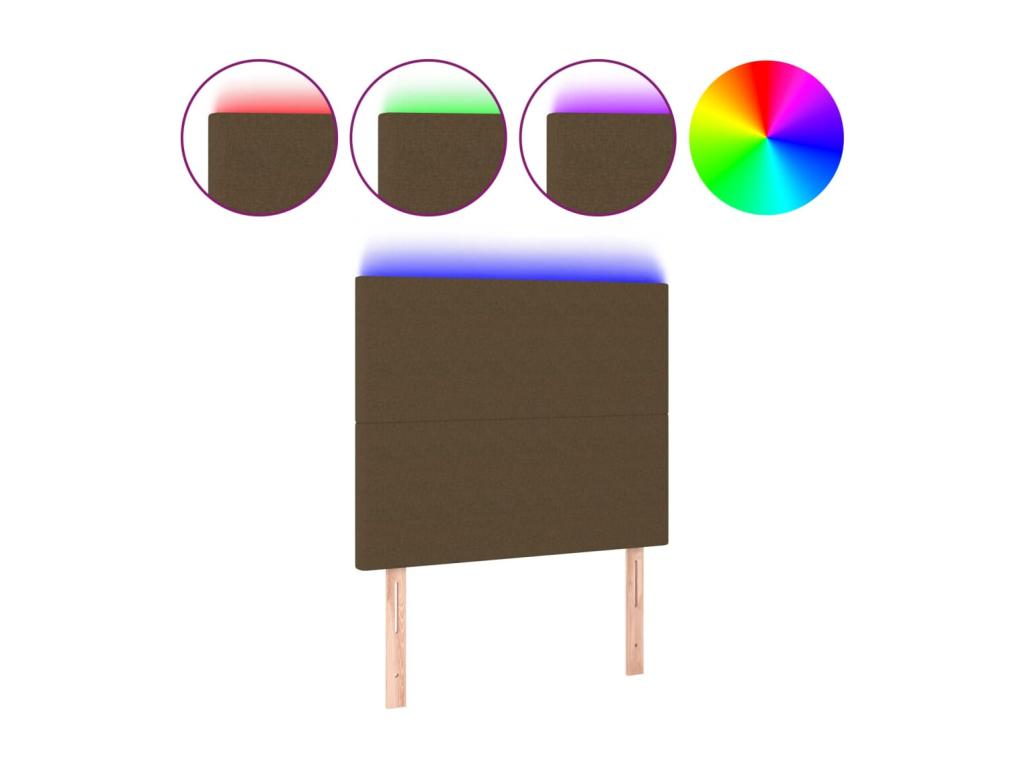 LED Headboard, Dark Brown, 100x5x118/128 cm, Fabric HDGB78097