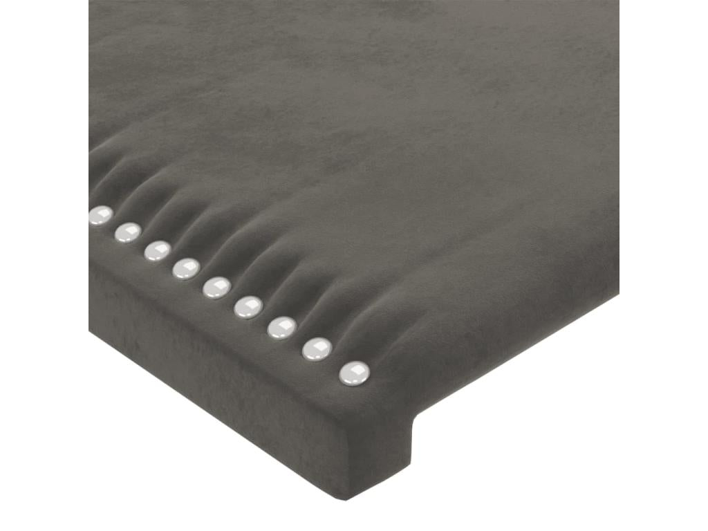 Dark Grey LED Headboard 160x5x118/128 cm Velvet VUFH76771