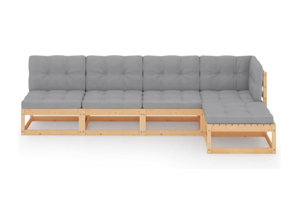 5-piece garden furniture set with cushions, solid pine wood, UHSD82086