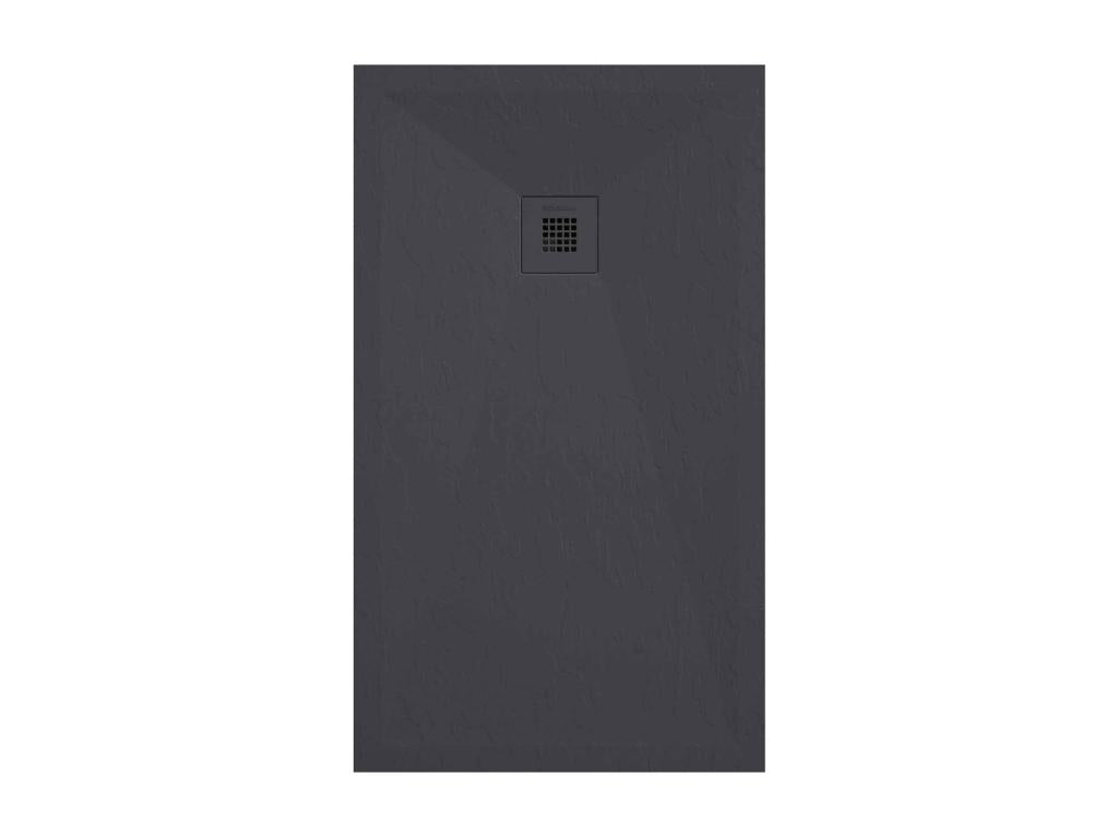Anthracite shower tray with slate finish, Nobellea Plus color grid - 80x70 cm LXDI38796