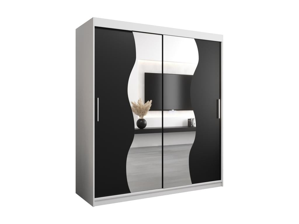 Dekonao Sliding Door Wardrobe 200/180/62 2 Doors White/Black WWKY58637