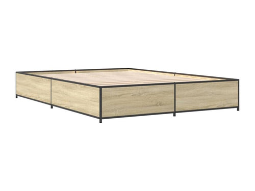 Nobellea oak bed frame 120x190 engineered wood and metal RIHB75854