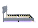 140x200cm velvet bed - with LED lighting and slatted base by Dekonao - Grey DLJK94842