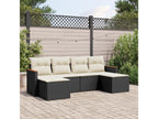 6-piece garden furniture set with cushions, black woven resin MBOV85758